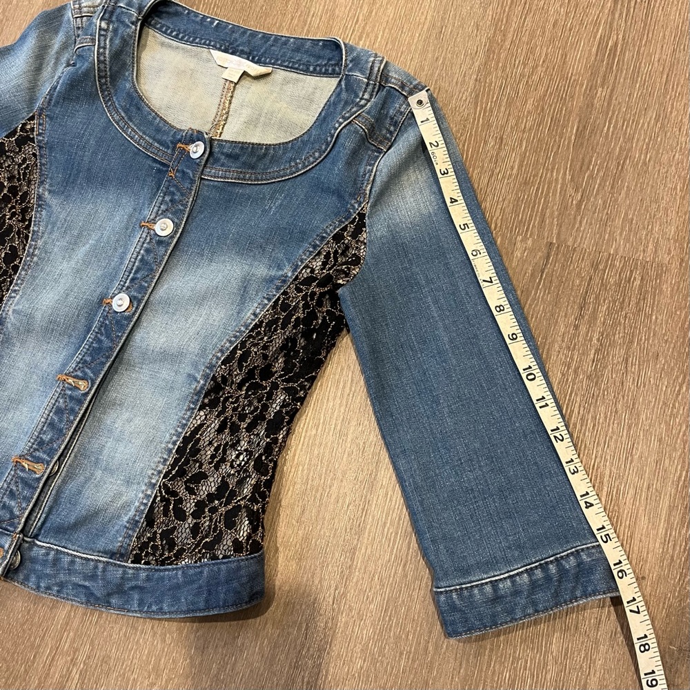 Vintage 90s Boston Proper Lace and Denim Jacket - Picture 6 of 14